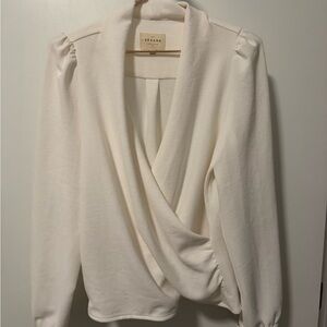 Cream Draped Long Sleeve Blouse